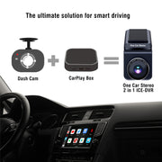 2 in 1 ICE-DVR CarPlay 1080P Dash Cam with Qualcomm Android Octa-core 4G+64G Ai Box Player
