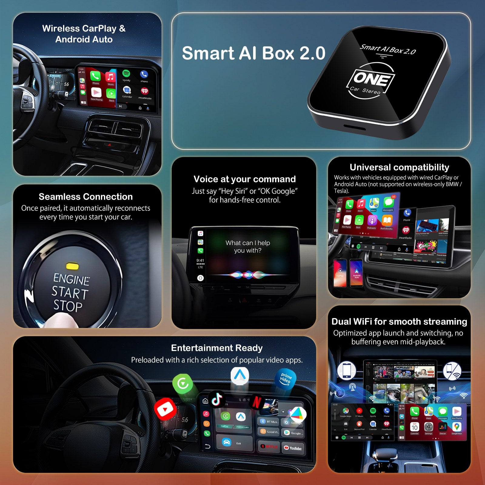 OneCarStereo Smart AI Box2.0ワイヤレスCarPlay Smart AI Box 2.0｜Smart & Elite Update – One Car Stereo