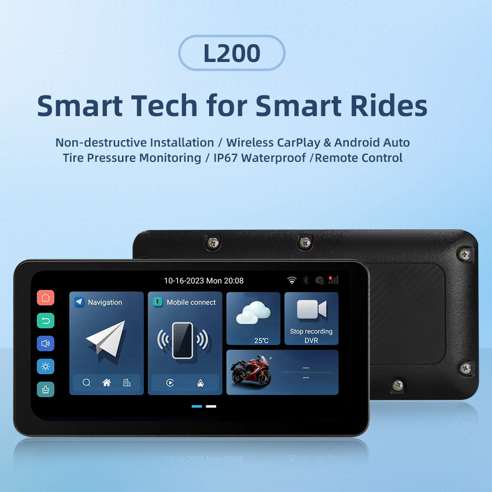 OneCarStereo Motorcycle Display L200 | Wireless Carplay u0026 Android Auto
