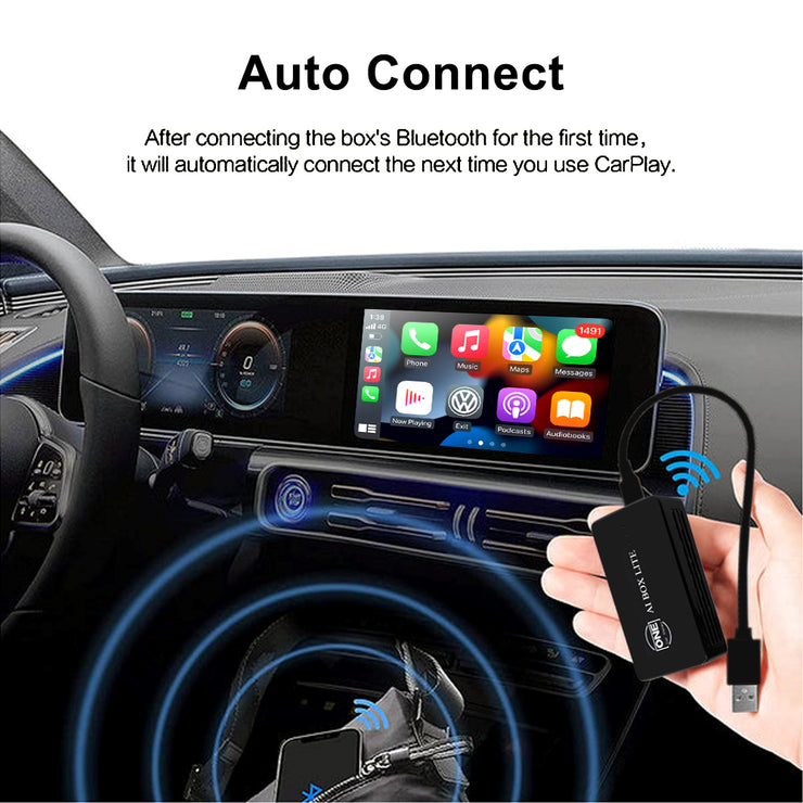 CarPlay Ai Box Lite | Draadloze Carplay & Draadloze Android Auto-adapter, YouTube & Netflix kijken